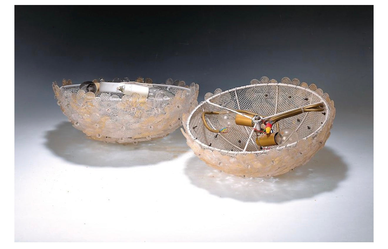 Pair Murano Millefiori Ceiling Lights