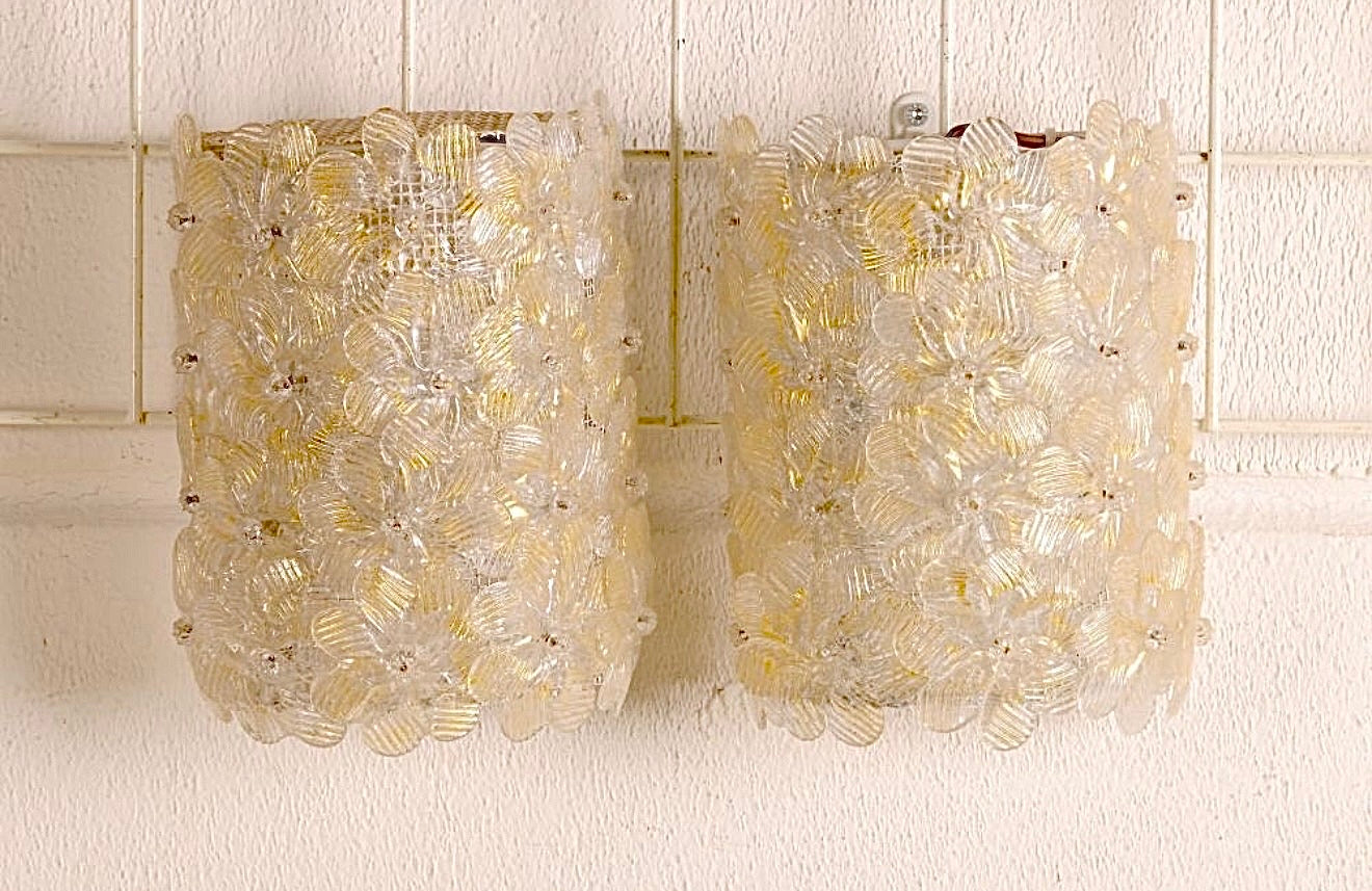 Pair Murano Millefiori Sconces