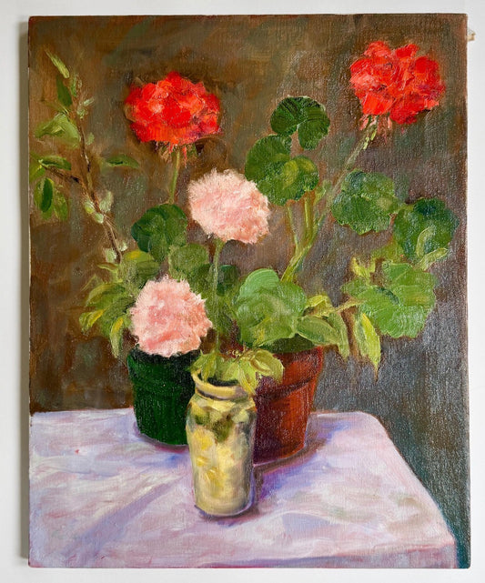 Geraniums - Oil on Canvas
